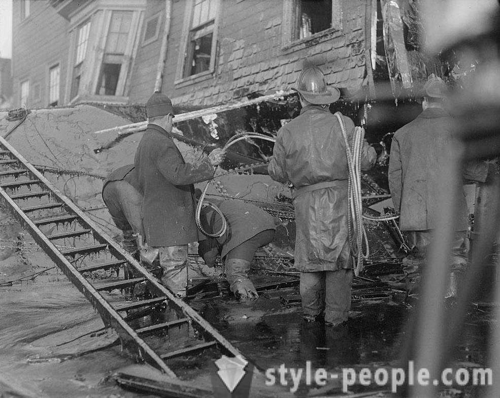 Historické záběry z povodní cukru v Bostonu
